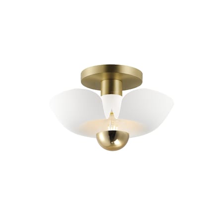 Maxim Lighting Poppy 12'' Flush Mount, White/Satin Brass 11390WTSBR